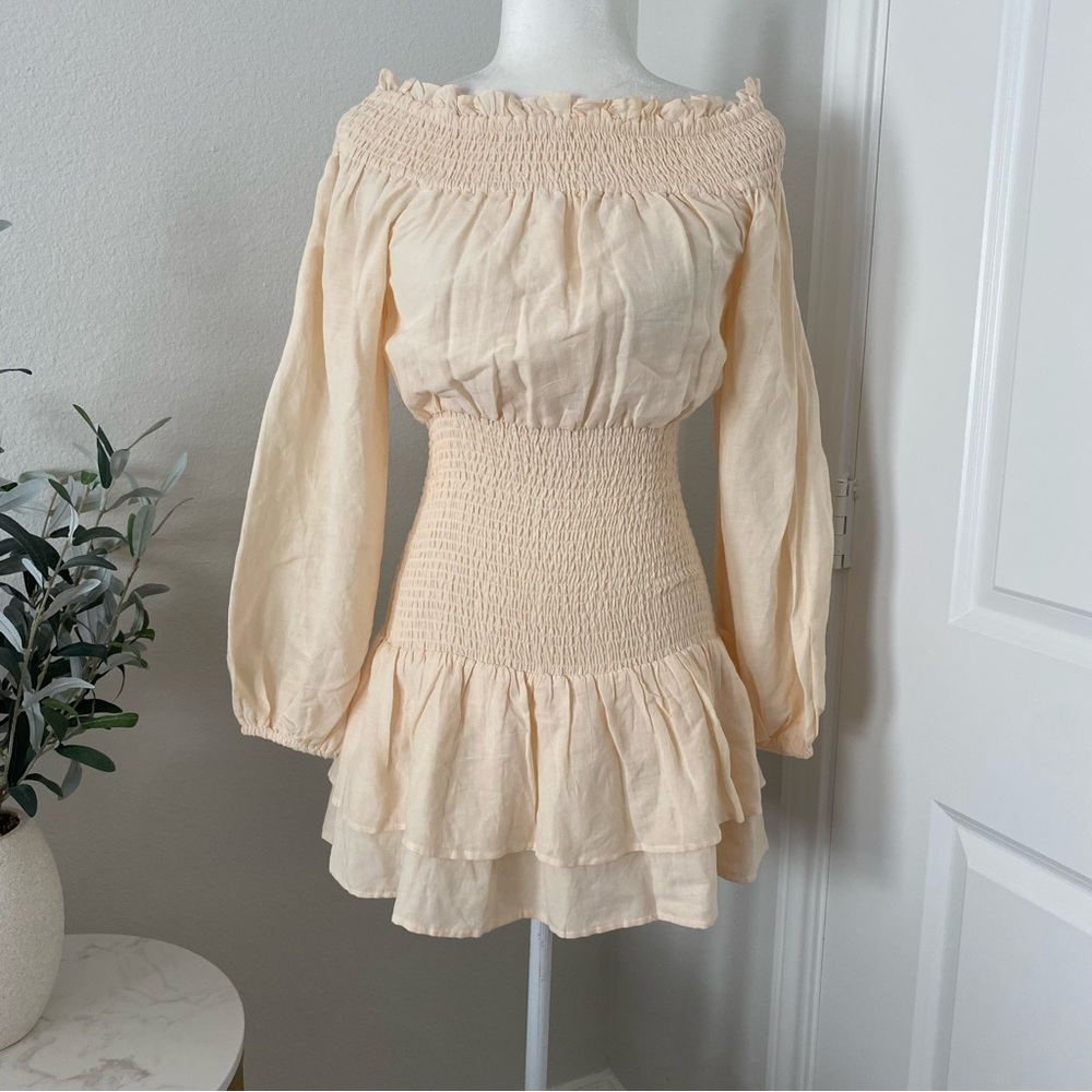 Majorelle Byron smocked pink mini dress XXS